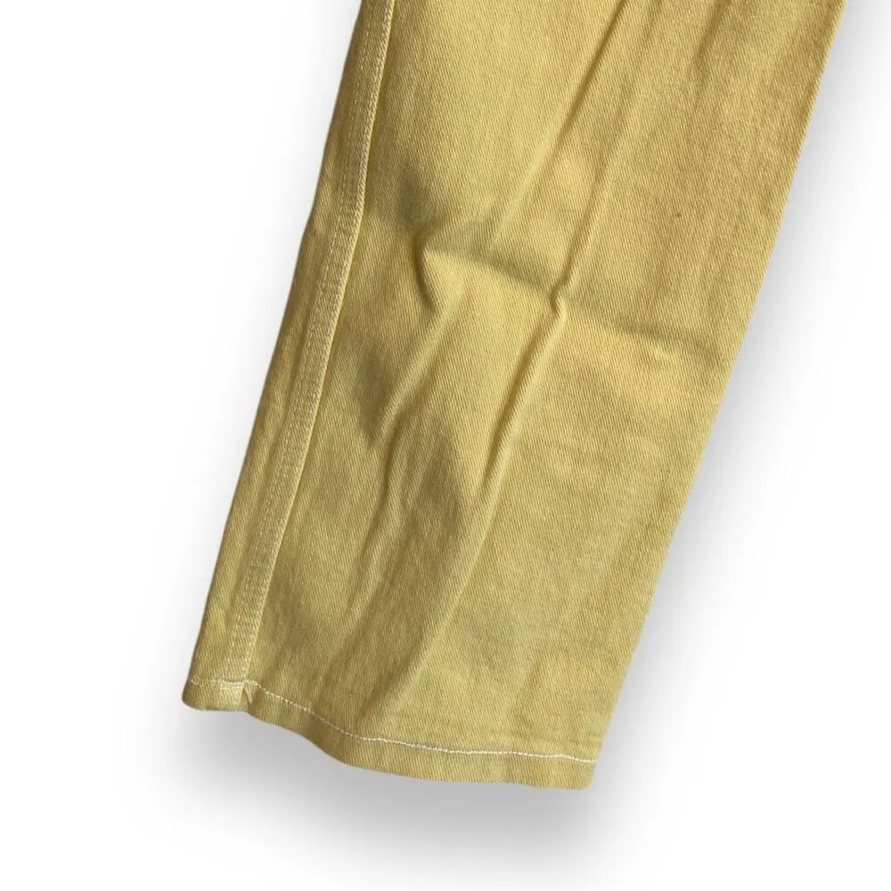 Vinteage 90s Wrangler High Waist Yellow Cotton Denim Straight Leg Jeans 25x28 - Image 13