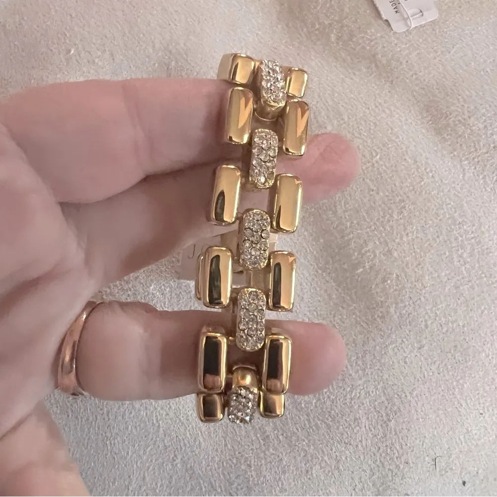 Giftable J Crew Flat Link Gold Pave’ Statement Bracelet - Image 2