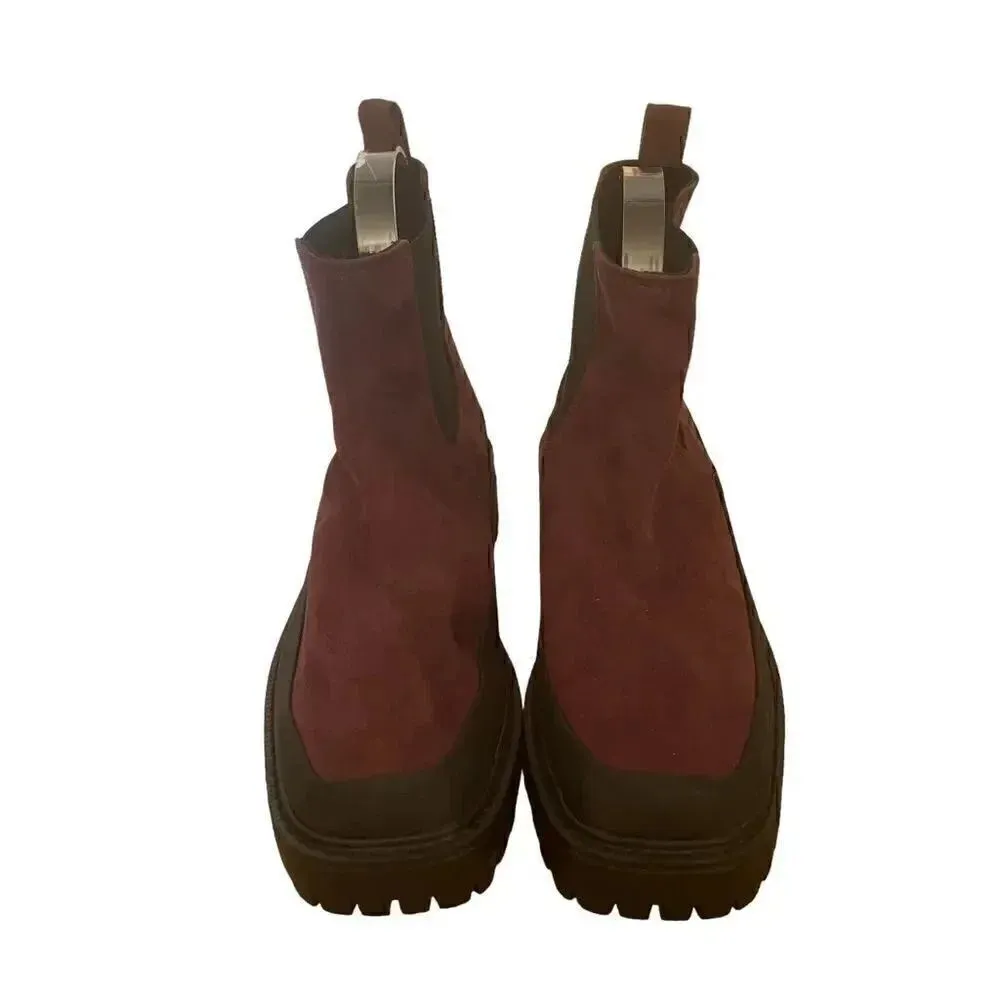 Nordstrom Rack Bellamy Faux Suede Chelsea Boots Wine Womens 8.5 Waterproof - Image 4