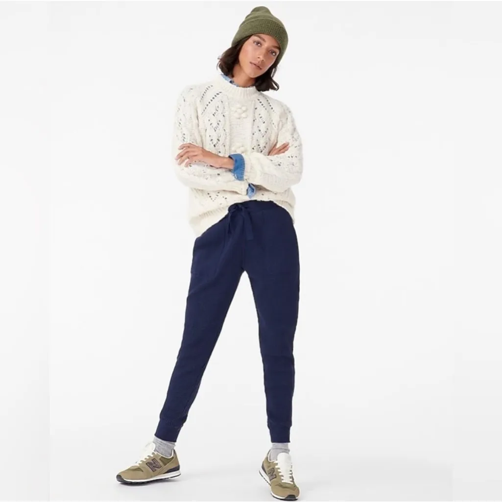 J. Crew Cable-knit Pointelle Sweater with Popcorn Flowers in Warm Ivory XS - Image 2