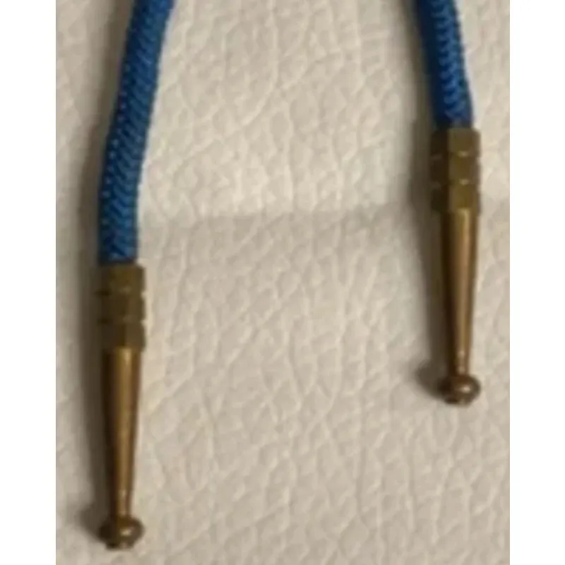 Vintage Western Bolo Tie Blue Cord Gold Crown Emblem Black Shield - Image 6