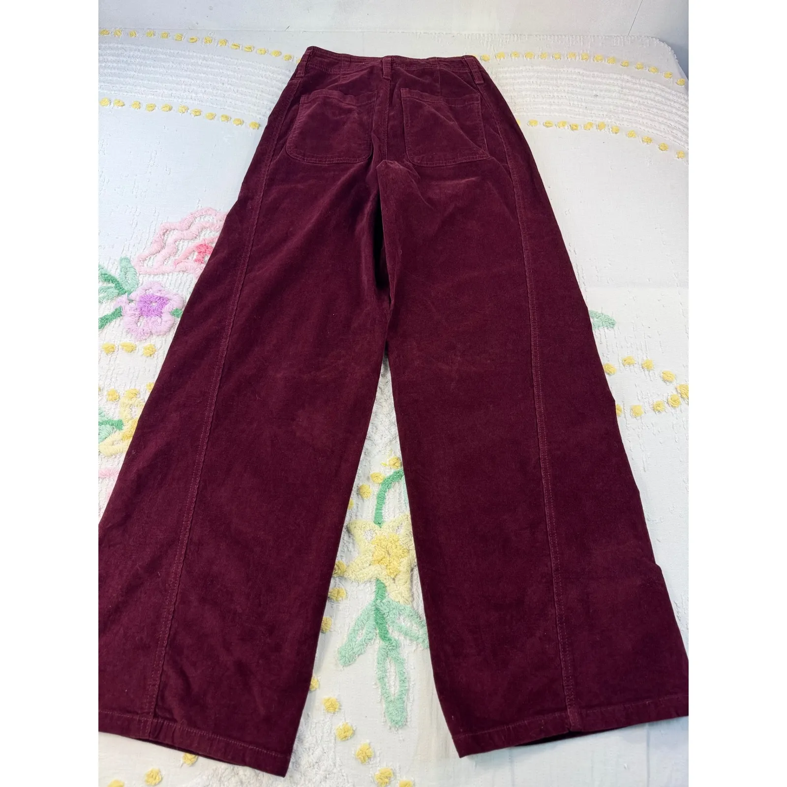 Celebrity Pink Burgundy Corduroy Wide Leg Pants Women's Size 3/26 - Image 8