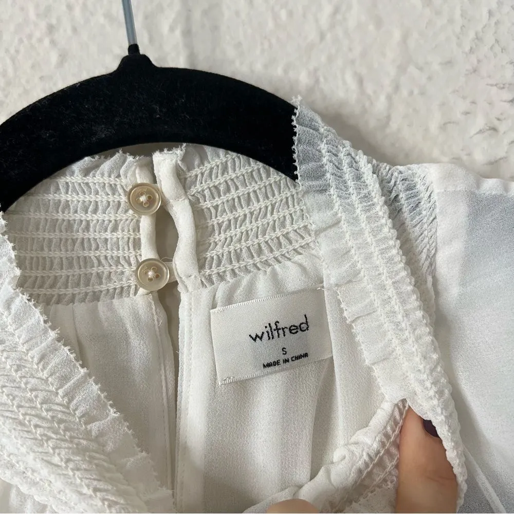 Aritzia Wilfred Valencia Blouse in White Size S Long Sleeve Chiffon - Image 10