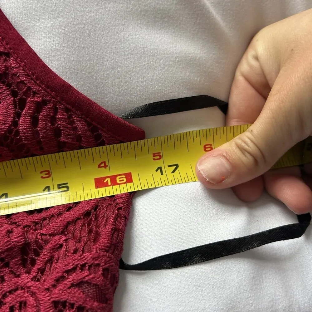 Enfocus Studio Womens 8 Burgundy Lace Maxi Dress Sleeveless Elegant Formal Gown - Image 4