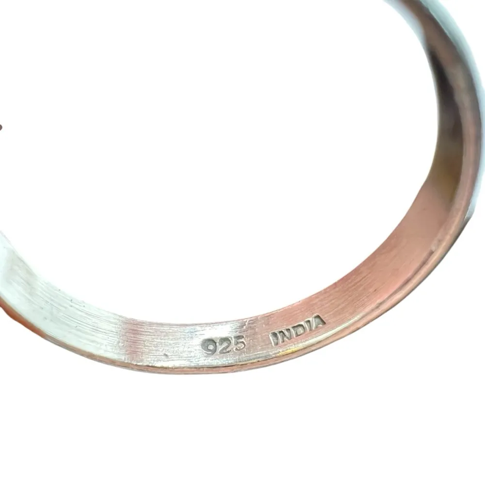 Natural Labradorite Elongated Oval Sterling Silver India Ring Blue - Image 12