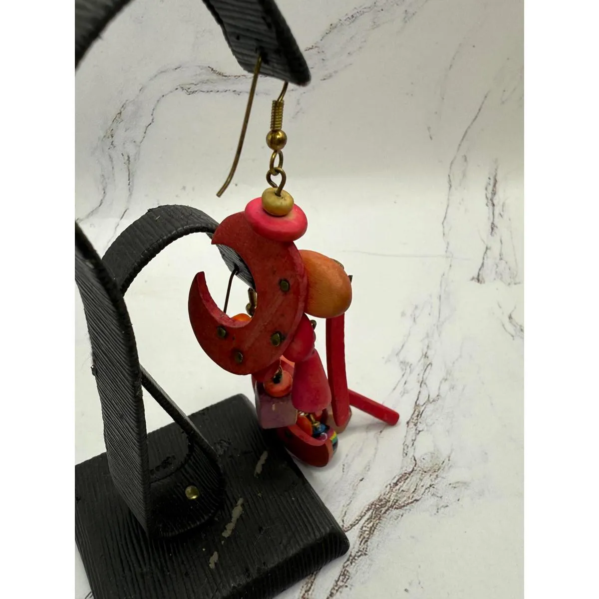 Eclectic Boho Statement Earrings Colorful & Fun! Red - Image 4