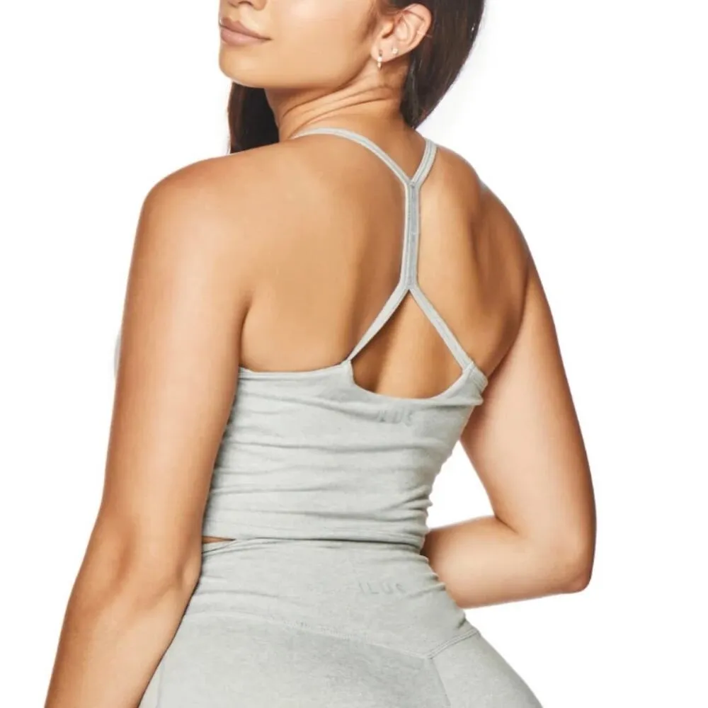 Ilus Label Allure Heather Cropped Top Sports Bra L NWT Gray Size L - Image 2