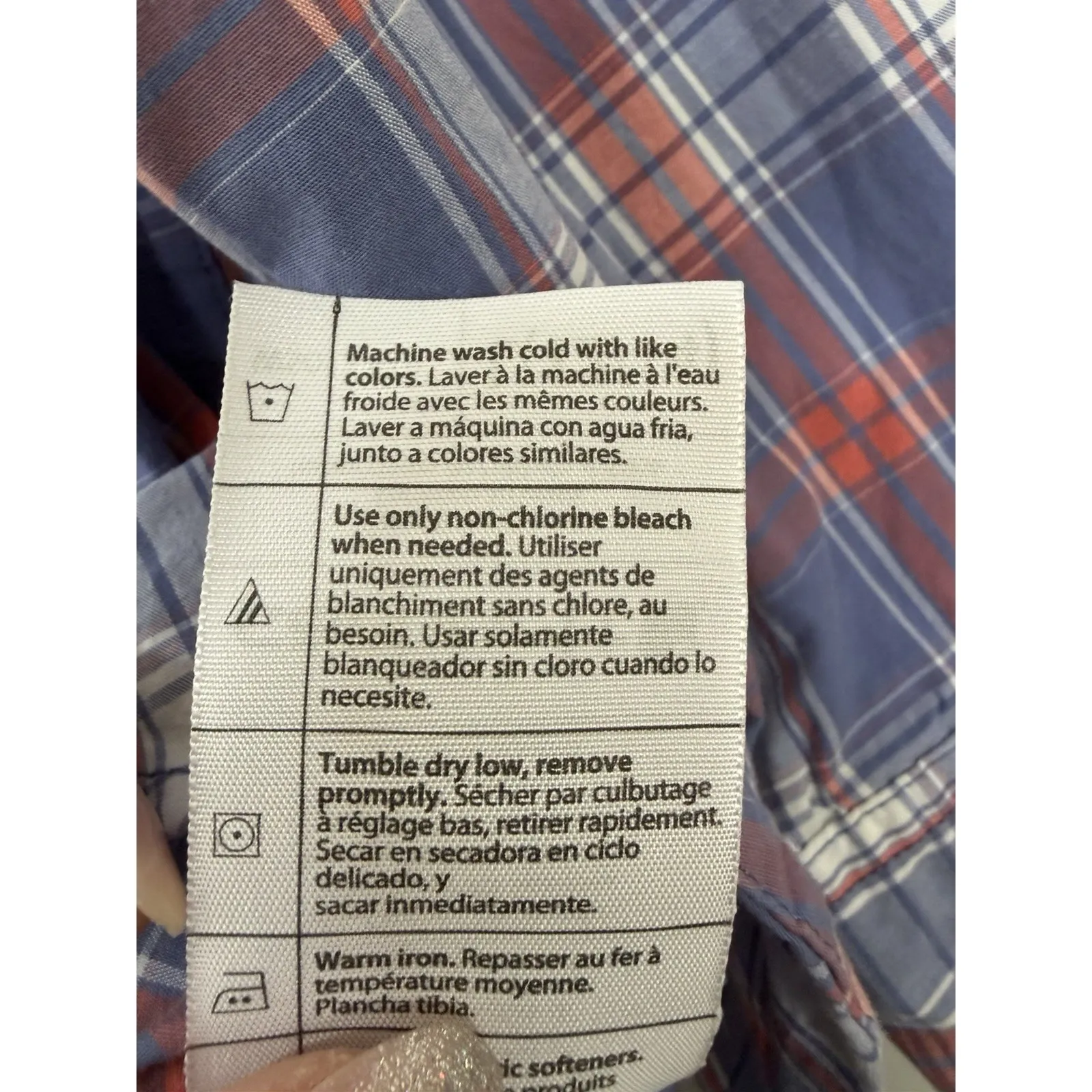 Carhartt Womens WS013 Plaid Button Up Shirt Blue White Red Long Sleeve Large 12 - Image 5