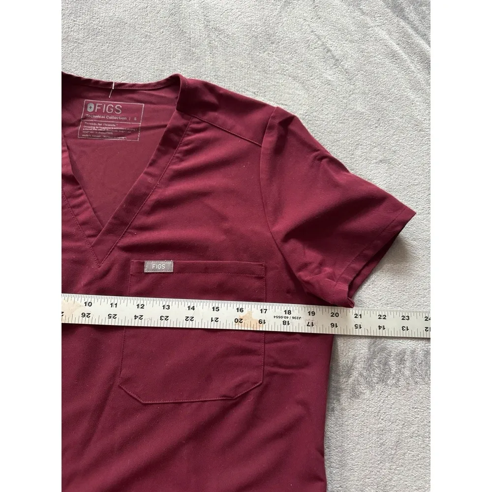 Figs Women's Technical Collection Catarina Pocket Scrub Top Red Size Small - Image 5