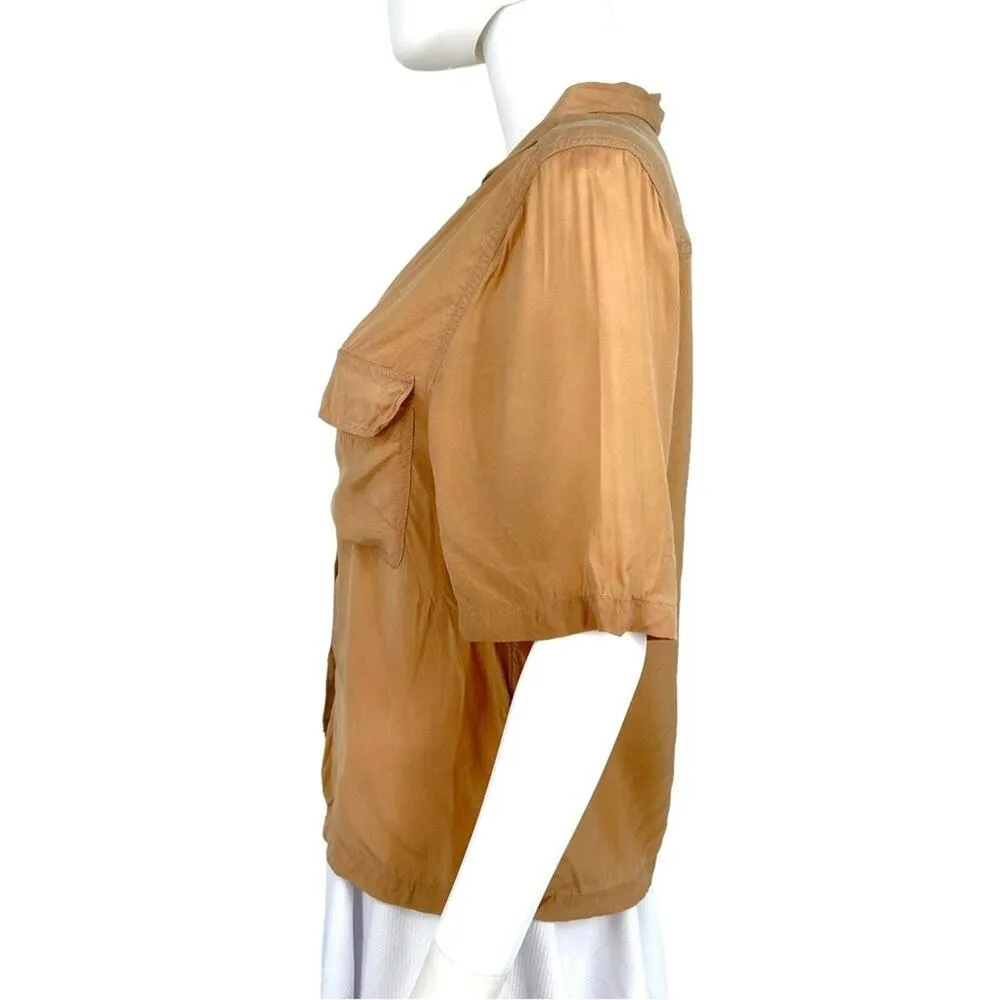 & Other Stories Top Women Size 2 Blouse Brown Button Up Short Sleeve Collared - Image 2