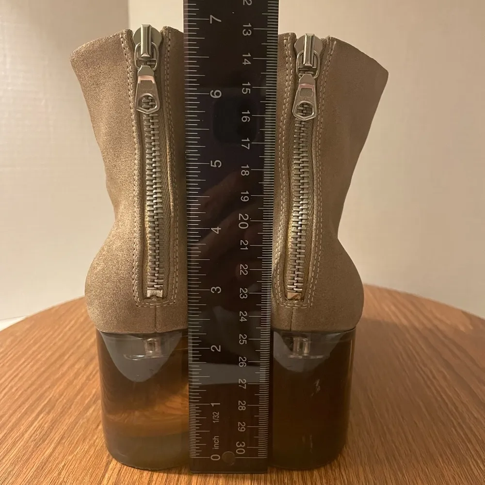 Rag & Bone Drea Suede Mid Block Lucite Heel Ankle Boot Smoke Suede 39.5 (9) - Image 5