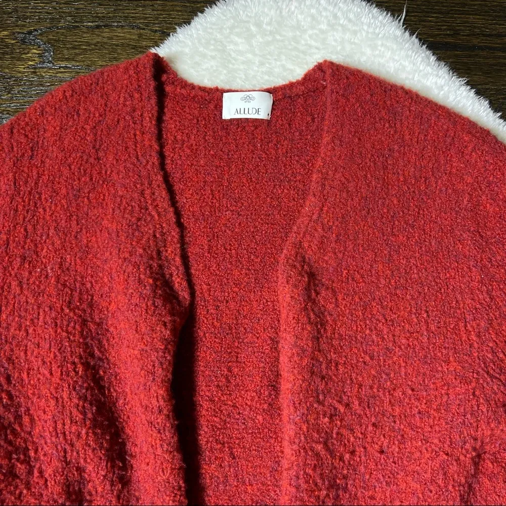 NWT Allude Wool Blend Rusty Red Open Front Knit Cardigan Sweater Size M - Image 2