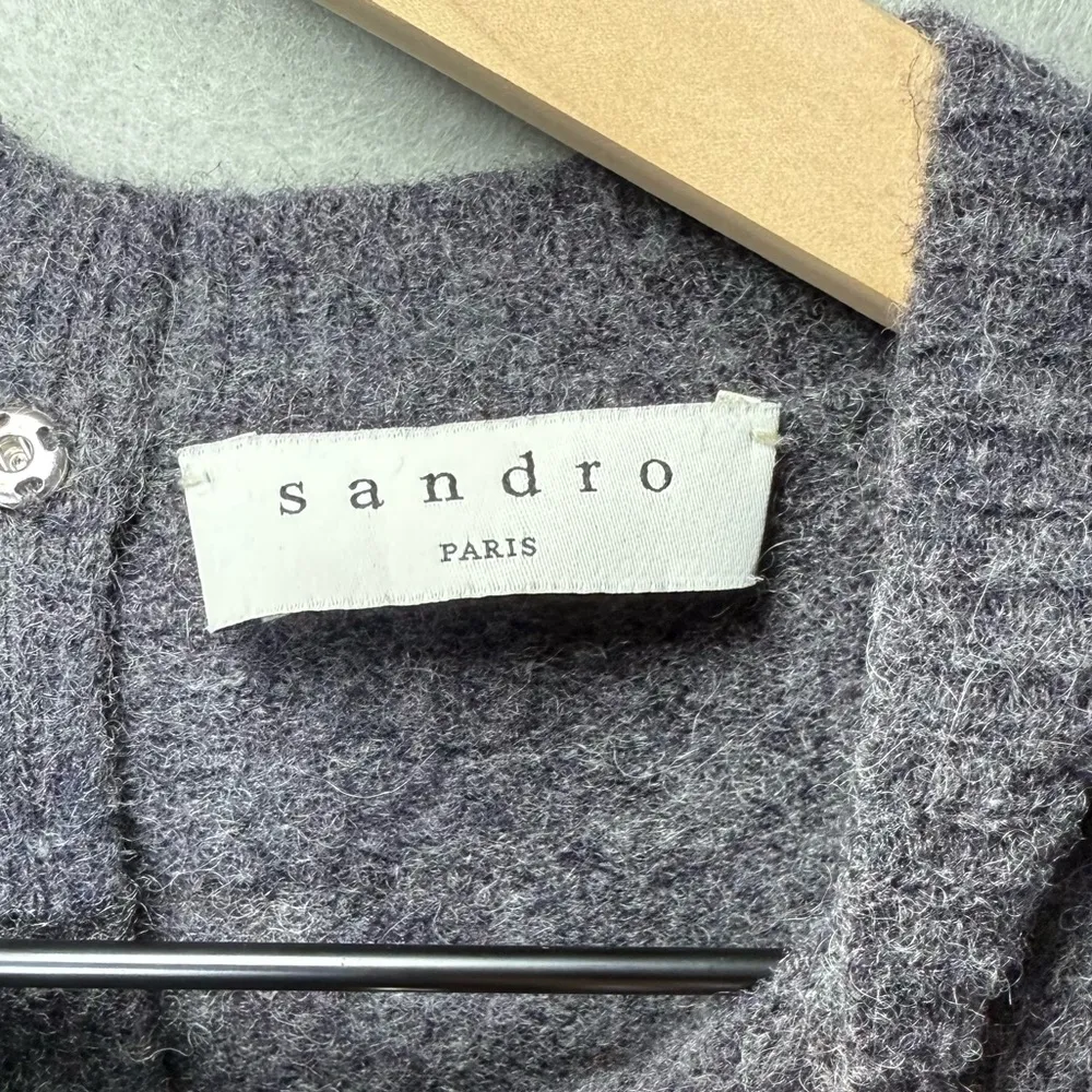 Sandro Paris Ancolie Gray Wool Blend Sweater Dress Dark Academia Mini size 36 - Image 6