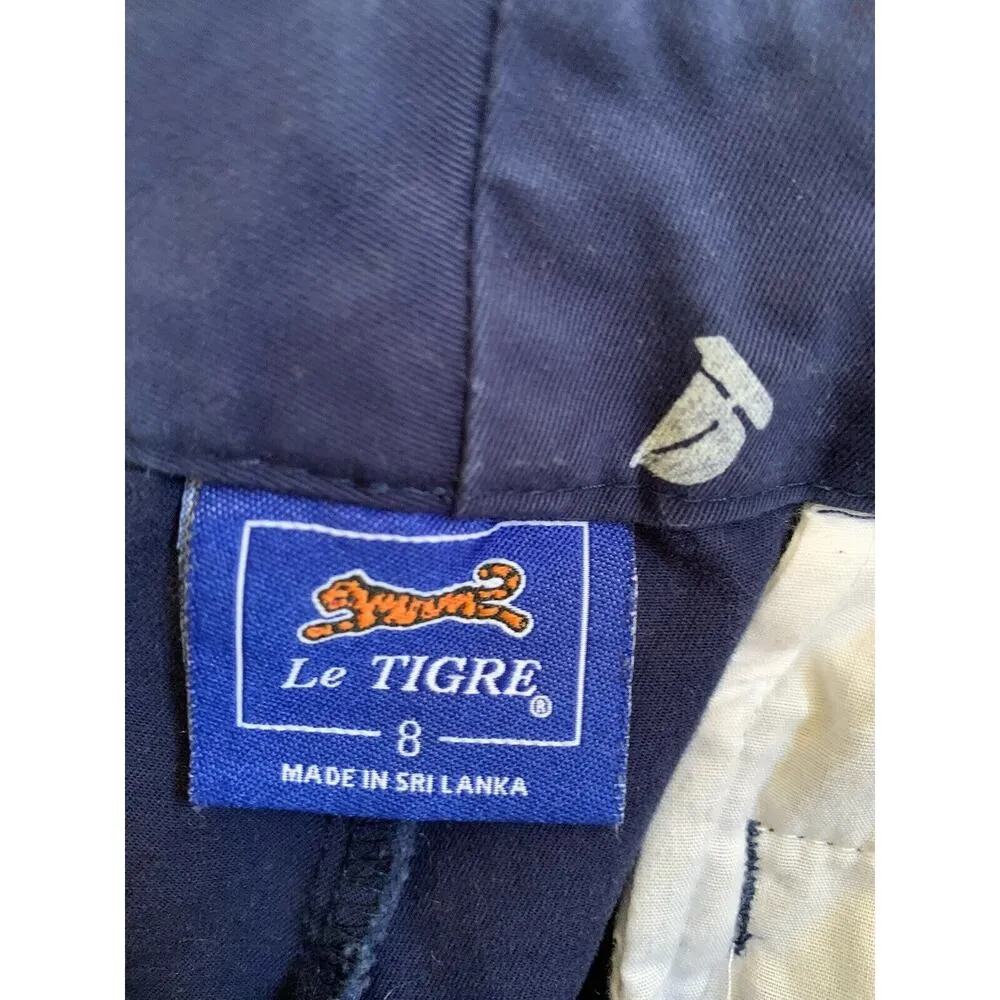 Le Tigre Womens Size 8 Chino Shorts Navy Blue Mid Rise Sailboats Nautical - Image 5