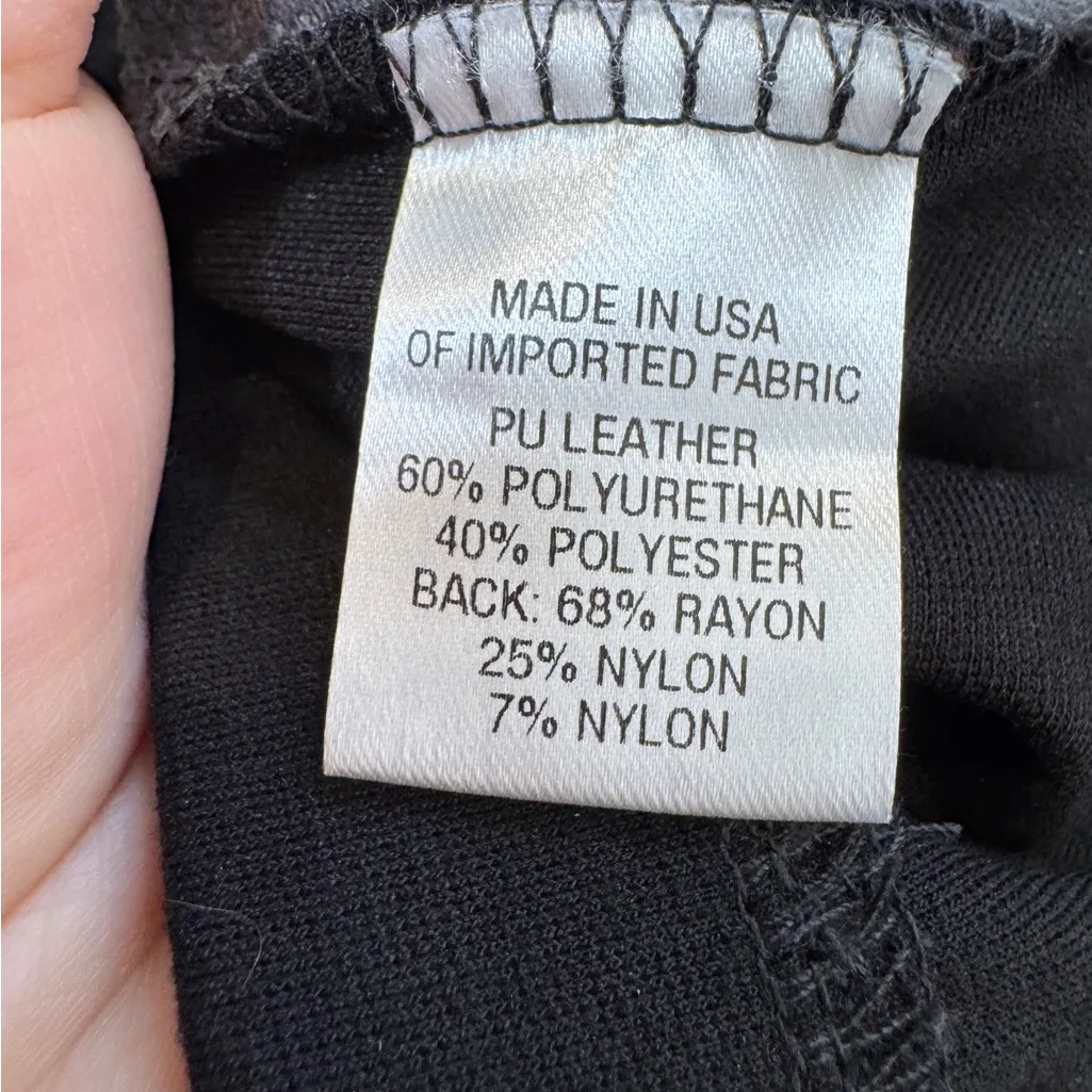 Drew Black Faux Leather High Rise Leggings Womens S Preppy Fall Straight - Image 6