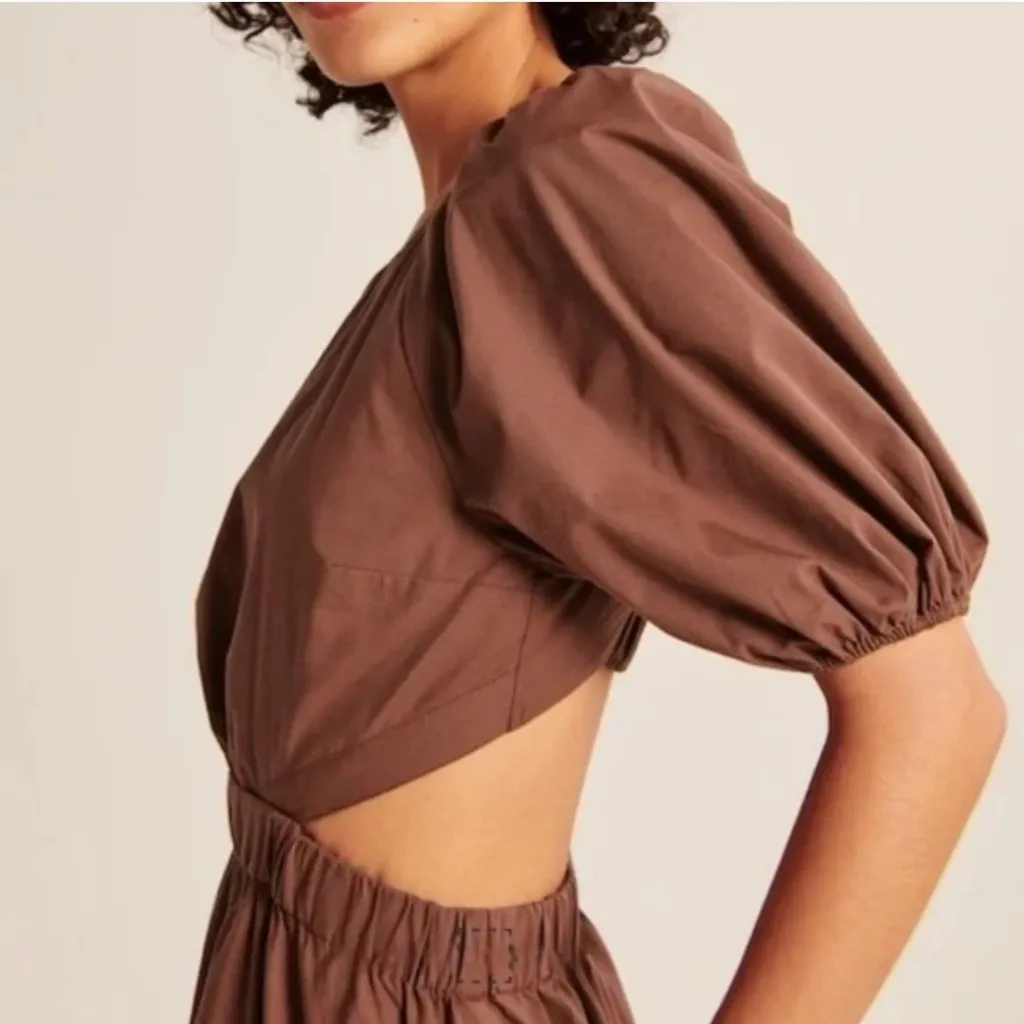 A&F Open Back Brown Midi Dress L - Image 8
