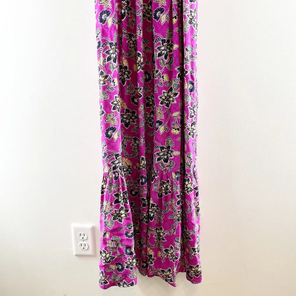 LOFT Hibiscus Floral Ruffle Midi Halter Dress Purple 2 - Image 7