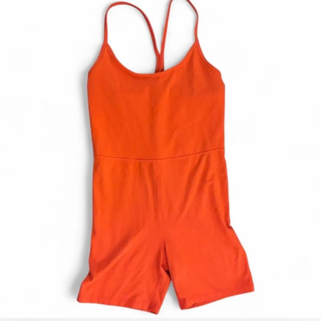 Bright Orange Sleeveless Romper - Image 2