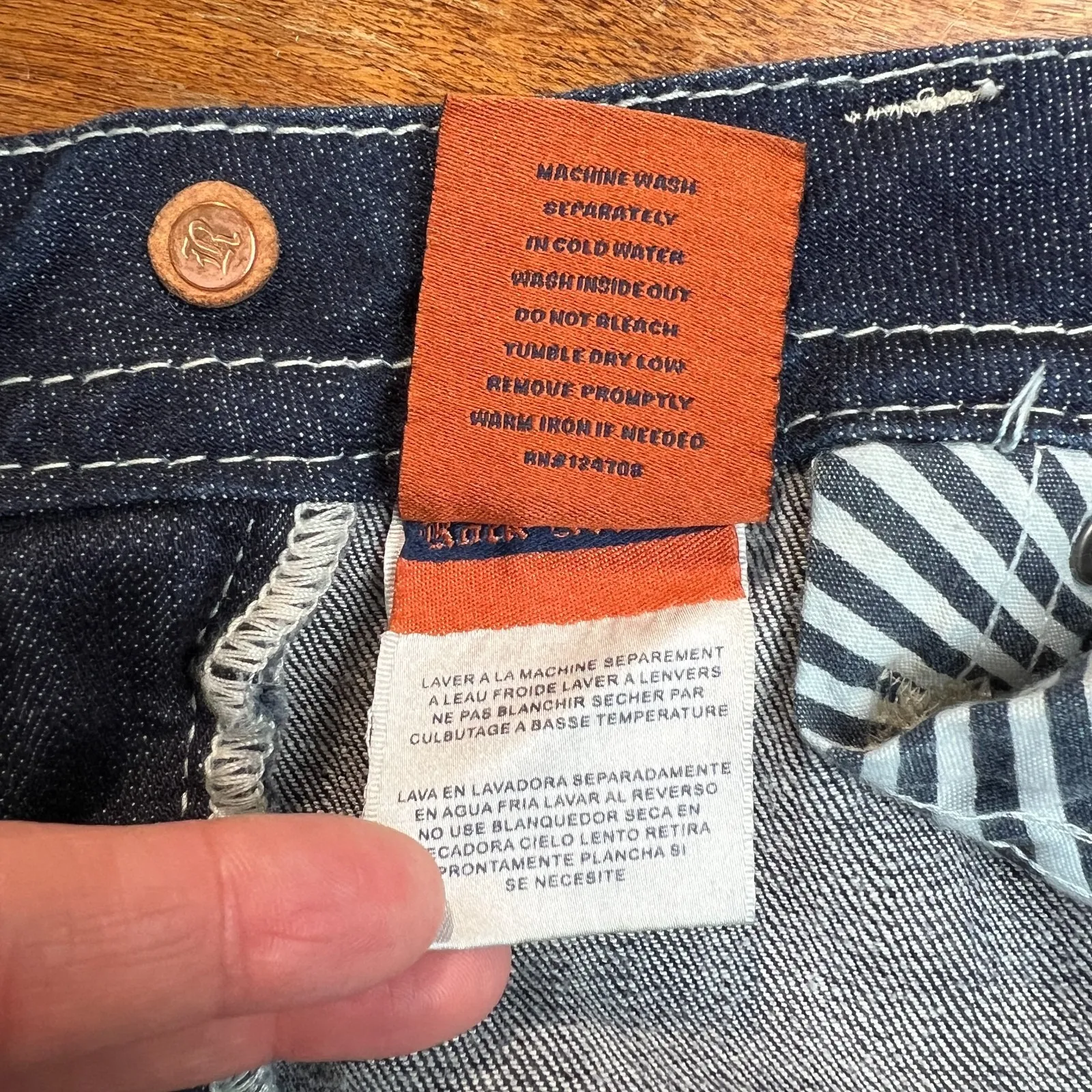 Y2K Rock Revival Sasha Boot Jeans Womens 31 Dark Wash Denim Flap Rhinestones - Image 11