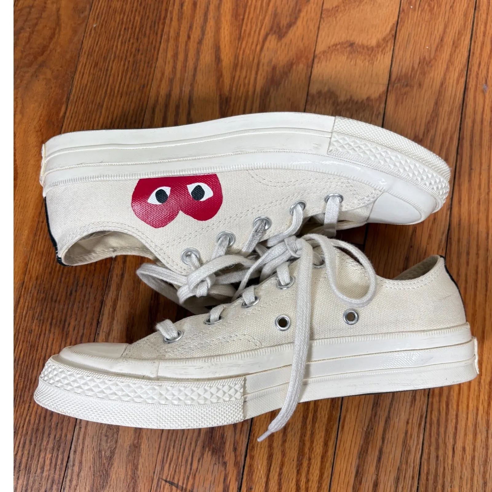 Comme des Garcons PLAY x Converse Chuck Taylor All Star Low Cream Shoes size 6 - Image 5