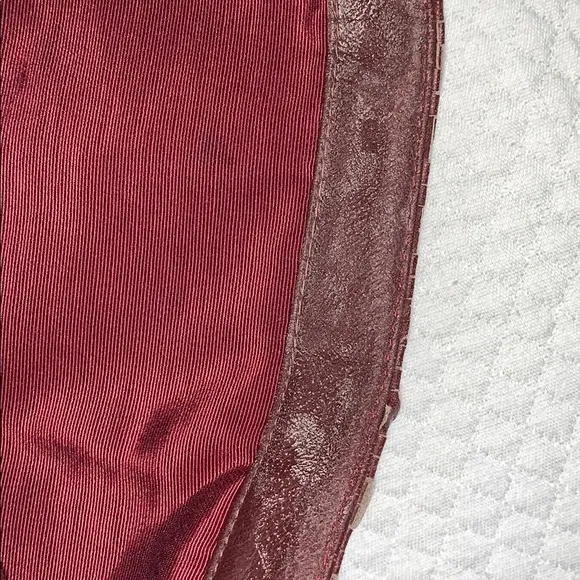 Vintage REVA Woven Faux Leather Crossbody Purse Bag | Burgundy Maroon Fold Over Brown - Image 2