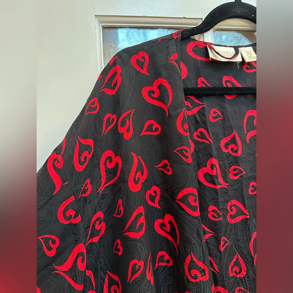 Vintage Victoria’s Secret Gold Label 80’s 90’s Y2K Silk Heart Robe Kimono Size L - Image 2