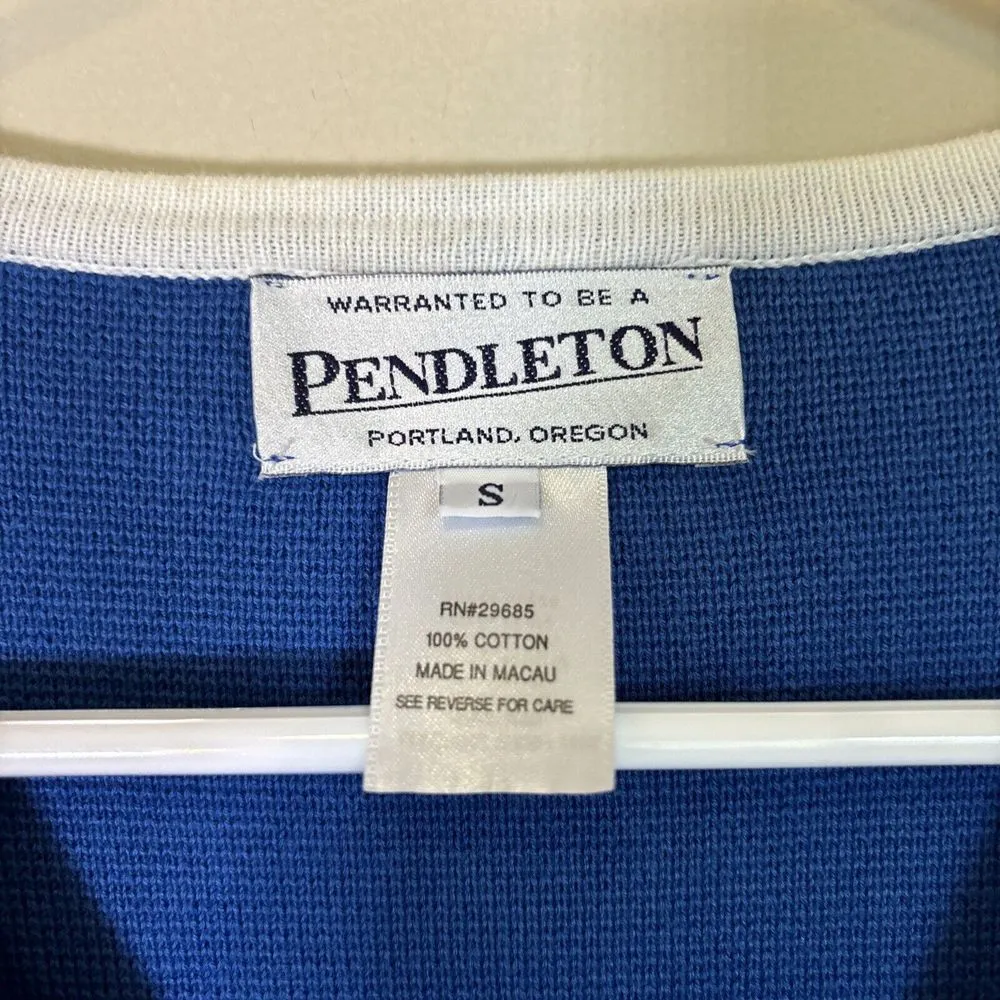 Pendleton  Cardigan Womens Small Blue White Trim Blazer‎ Button Front Cardigan - Image 2