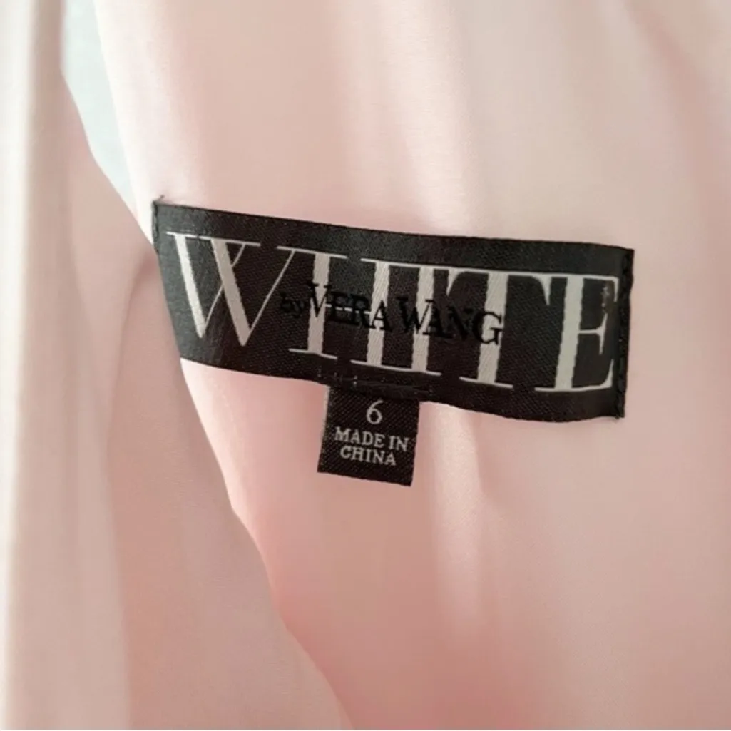 White by Vera Wang Charmeuse One Shoulder Bridesmaid Dress in Blush Pink Size 6 - Image 4