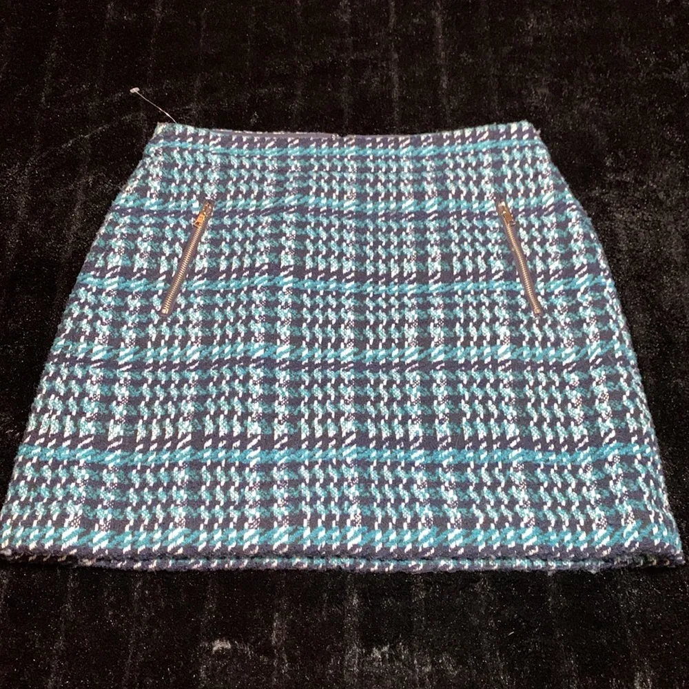 Loft Size 6 Blue Boucle Tweed Skirt A-line Wool Blend Pockets Lined Women’s - Image 4