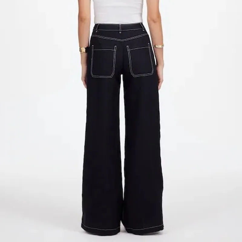 Madewell Zoe Relaxed Wide Leg Pants Jet Black 100% Linen Women’s Size 4 NWT - Image 2