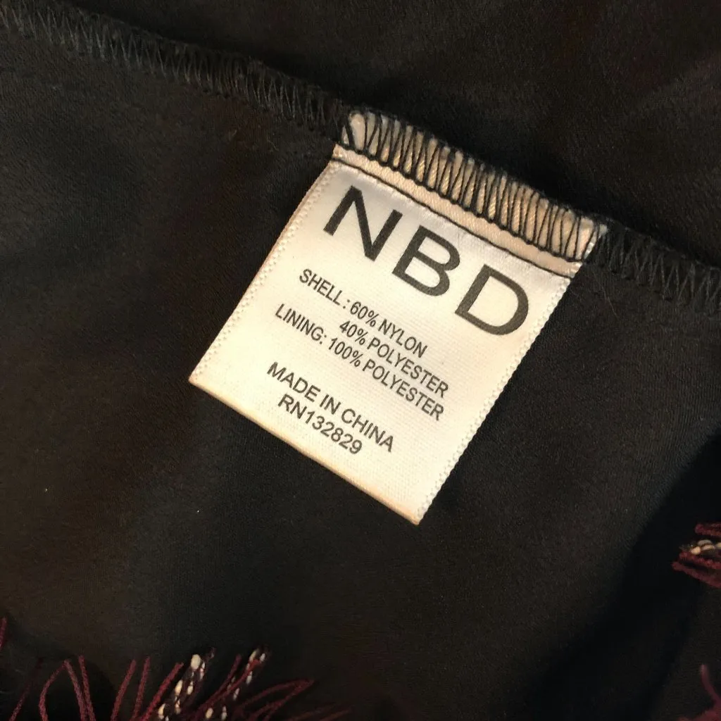 NBD Mini Dress Off Shoulder Low Back Lace Burgundy M - Image 5