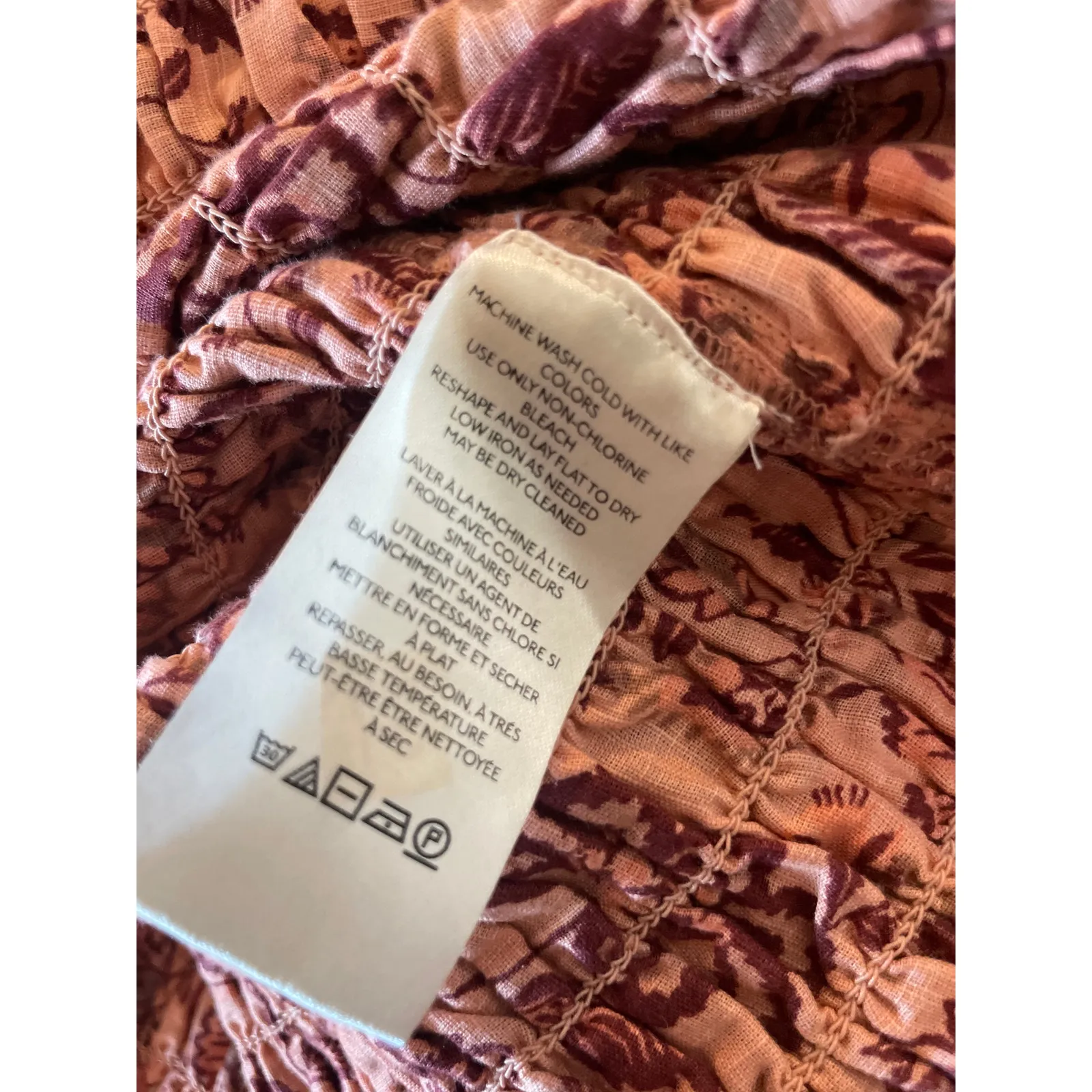 FREE PEOPLE Smock it to Me Mini Dress Puff Sleeve BOHO PRAIRIE FEMININE Size L - Image 5