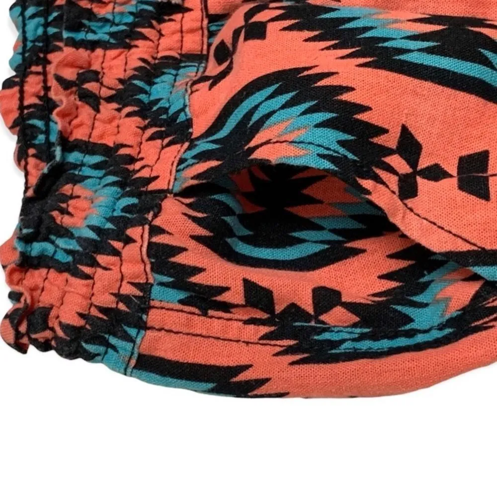 Boho Linen Beach Pants with Pockets Size Small Orange - Image 3