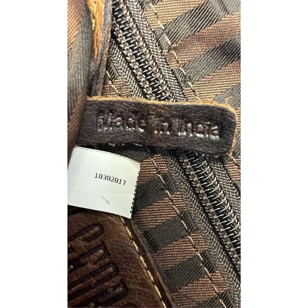 Jack Georges Voyager Crossbody Saddle Bag Purse Brown Genuine Embossed Leather - Image 12