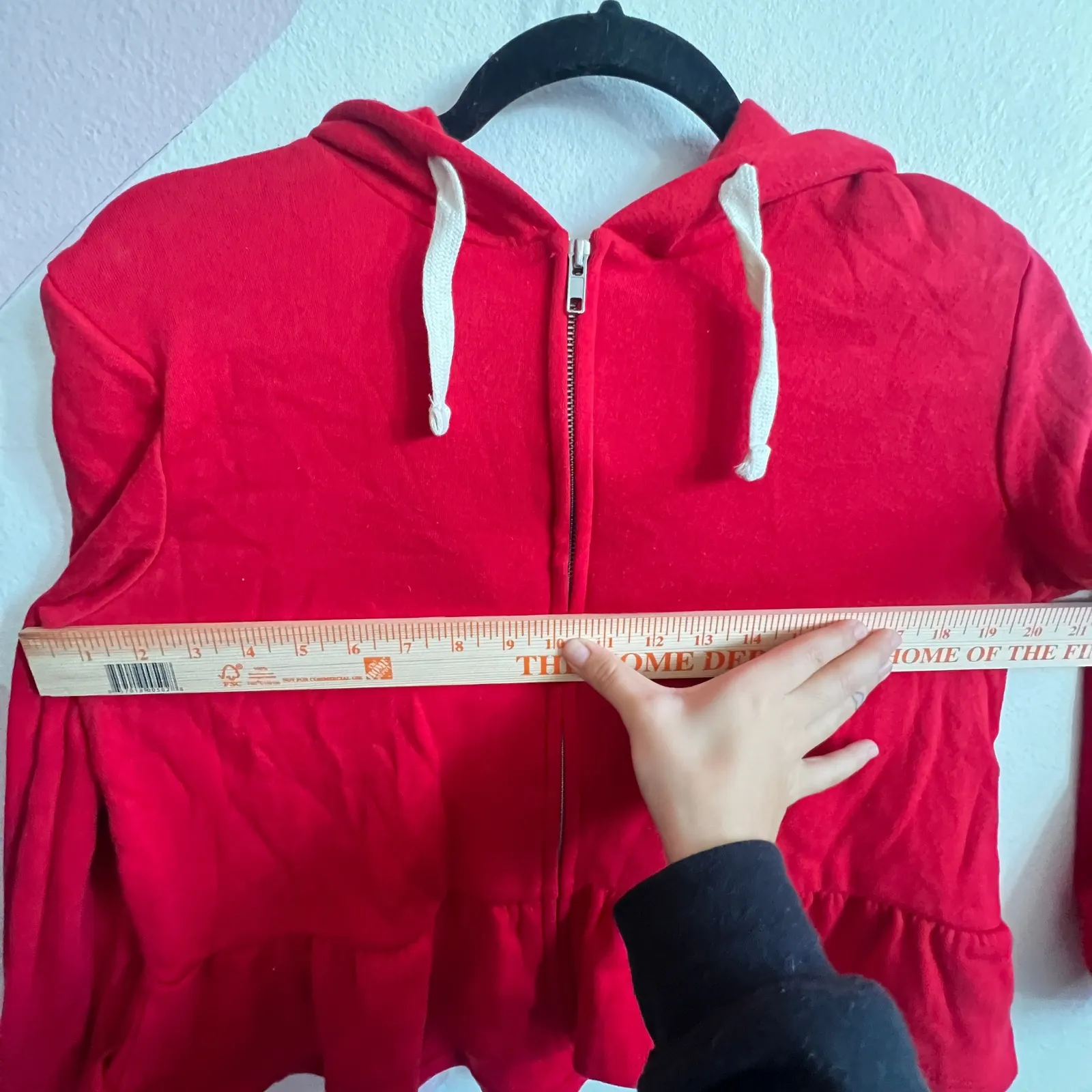 Red Ruffle Zip Up Sweater Vintage Inspired Retro Coquette Soft Girl Large - Image 6