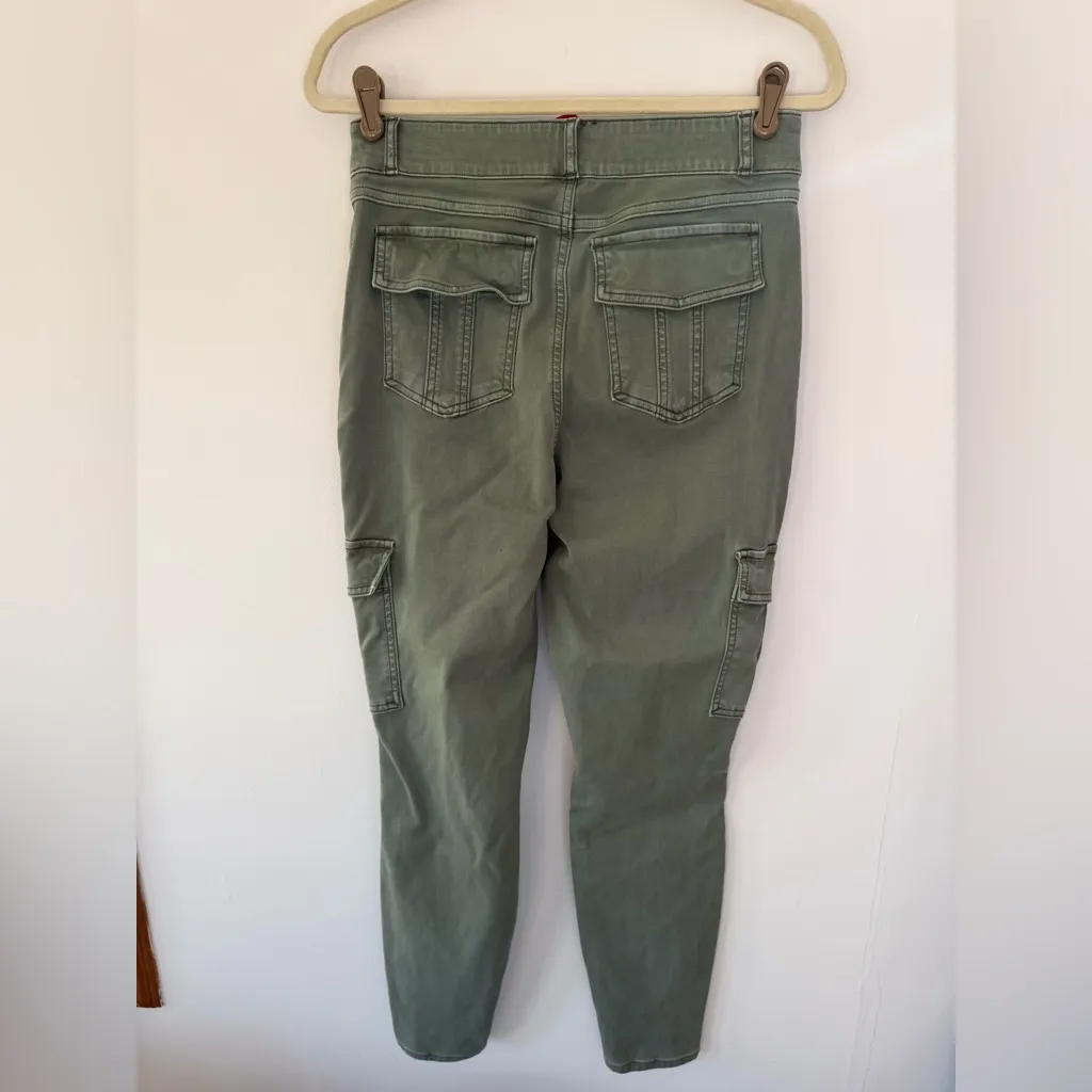 SPANX pants women large green stretch twill ankle cargo skinny leg - Image 6