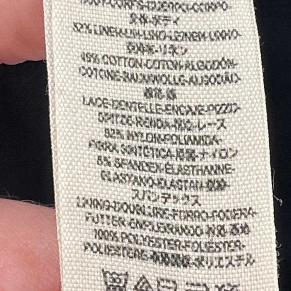 Free People Lace Back Peplum Ruffle Long Sleeve Blouse Top Shirt Black High Low - Image 8