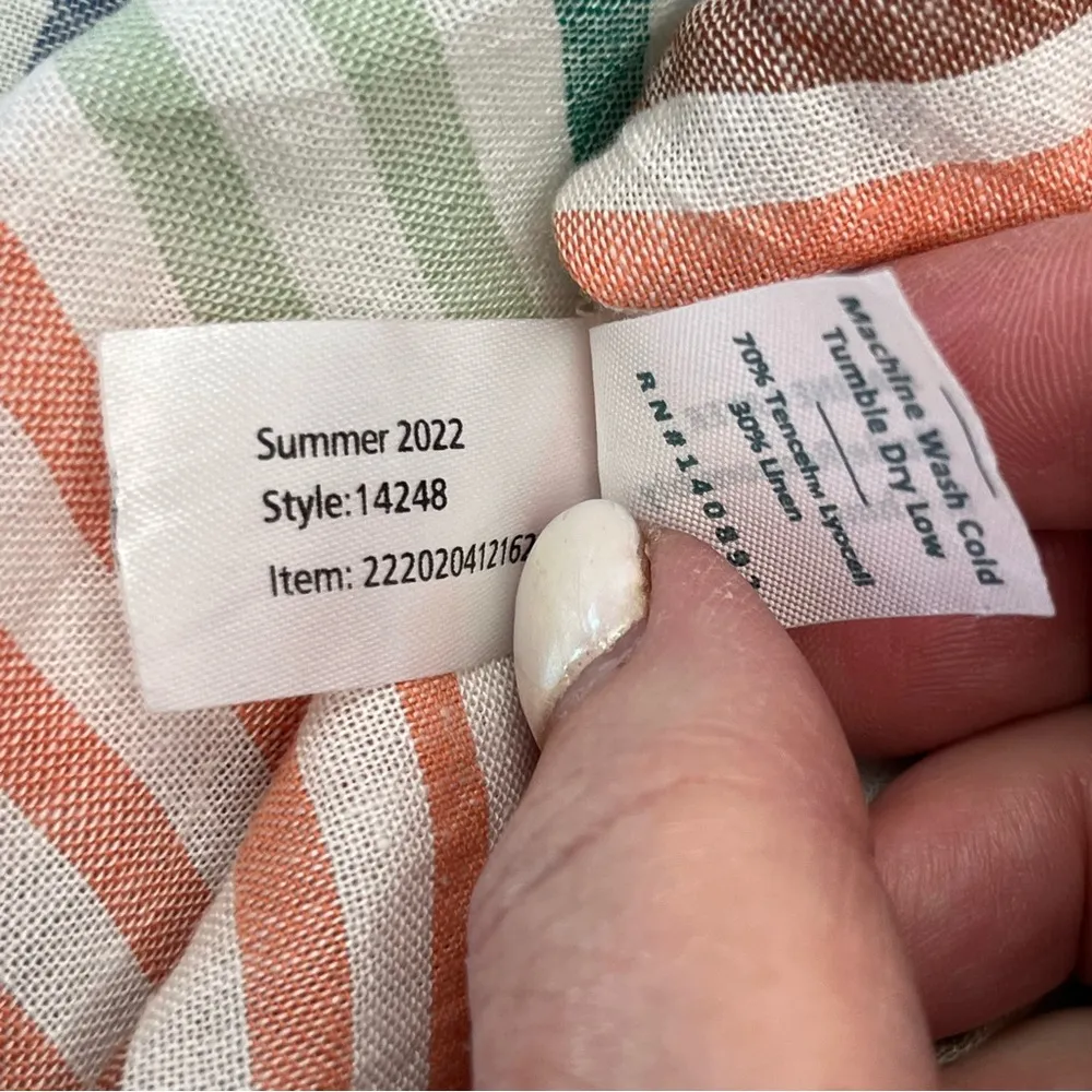 Marine Layer Bali Tunic Rainbow Stripe Lyocell Linen Blend Top Women Size XS NEW - Image 8