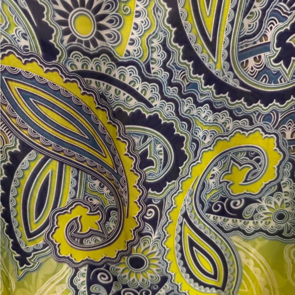 Catherine's Paisley Boho Blue Yellow Print Tunic Plus Size 2XWP 22/24 - Image 6