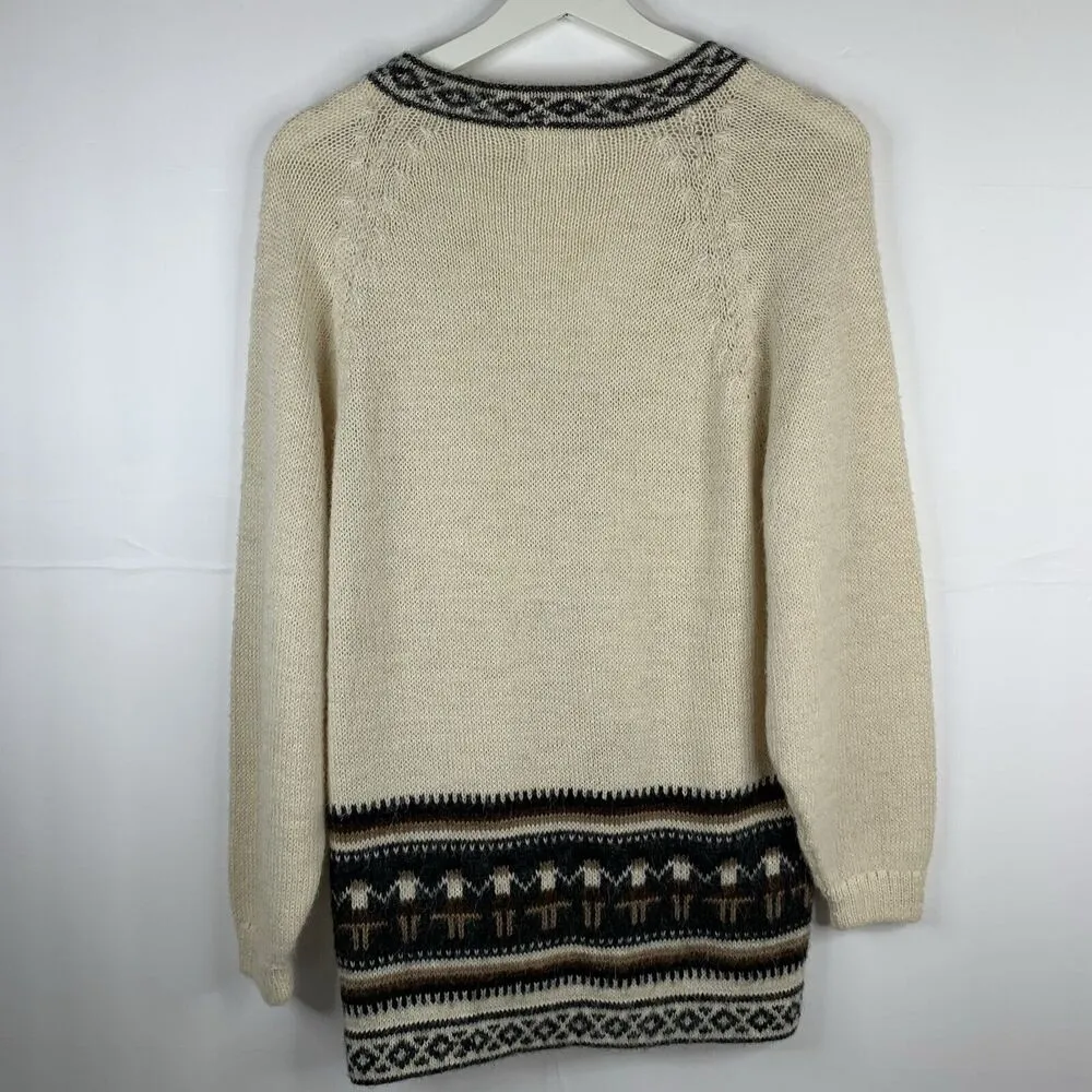 Peruvian One Size Alpaca Wool Cardigan Sweater Collection Button Front Women’s Tan Size L - Image 6