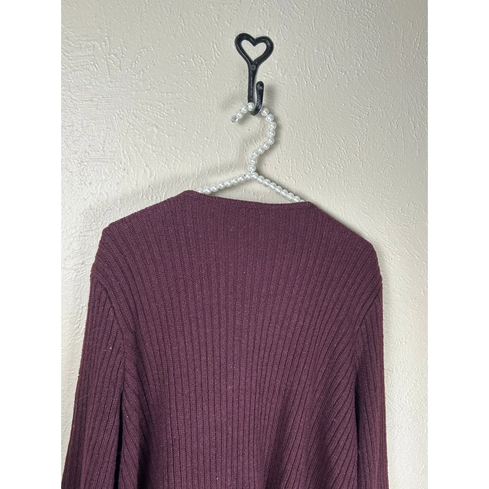 Emma James Suede Jacket Size Large Full Zip Wool Knit Maroon Coat Streetwear - Image 10