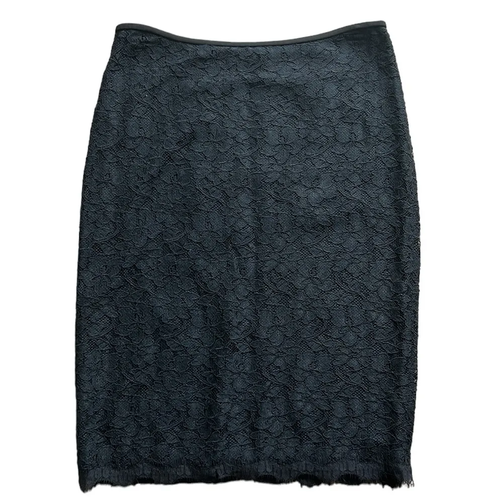 Diane Von Furstenberg Scotia Lace Black Zipper Skirt Sz 6 - Image 4
