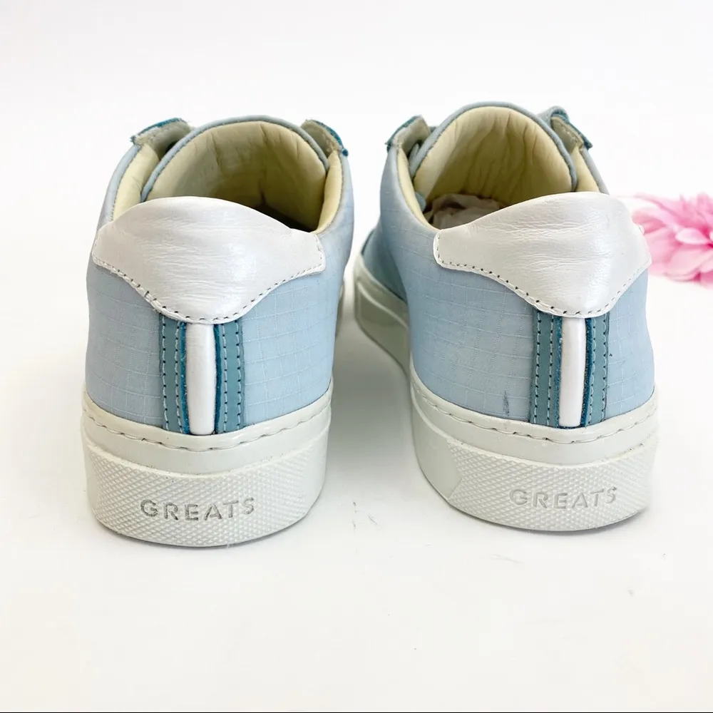 Greats Brooklyn Royale Suede Leather Canvas Sneakers: Two Tone Light Sky Blue Size 7.5 - Image 6