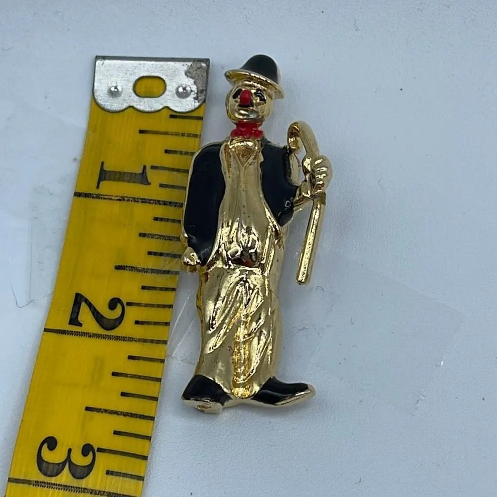 Vintage clown with cane brooch Black - Image 7