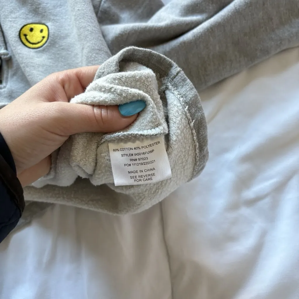 Womens Size Medium Cropped Hoodie Sweater Sweatshirt Gray Retro Alt 1/4 Zip - Image 6