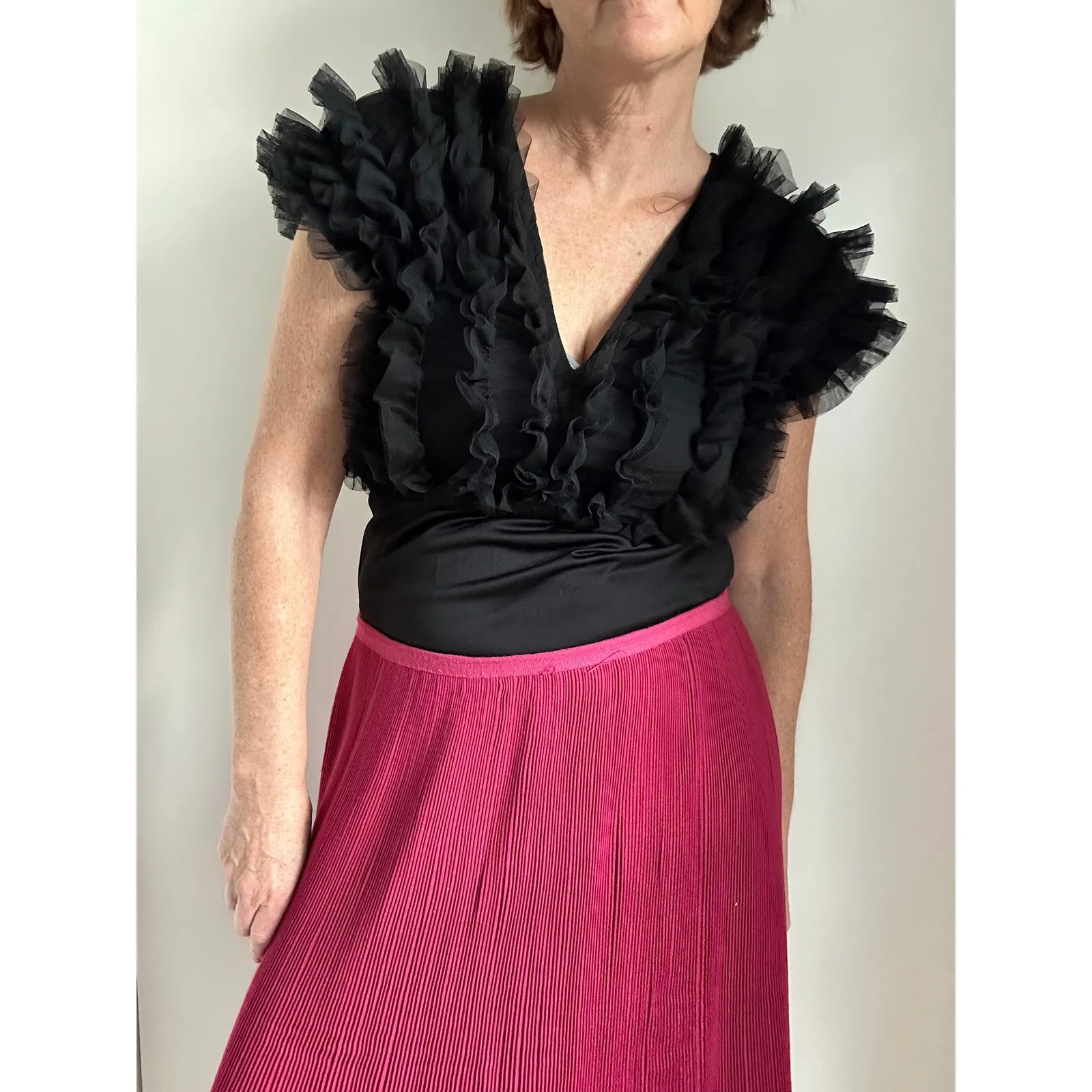 Women's Ruffled Black Body Suit Size S/6 Holiday Party Cocktail Live 4 Truth - Image 7