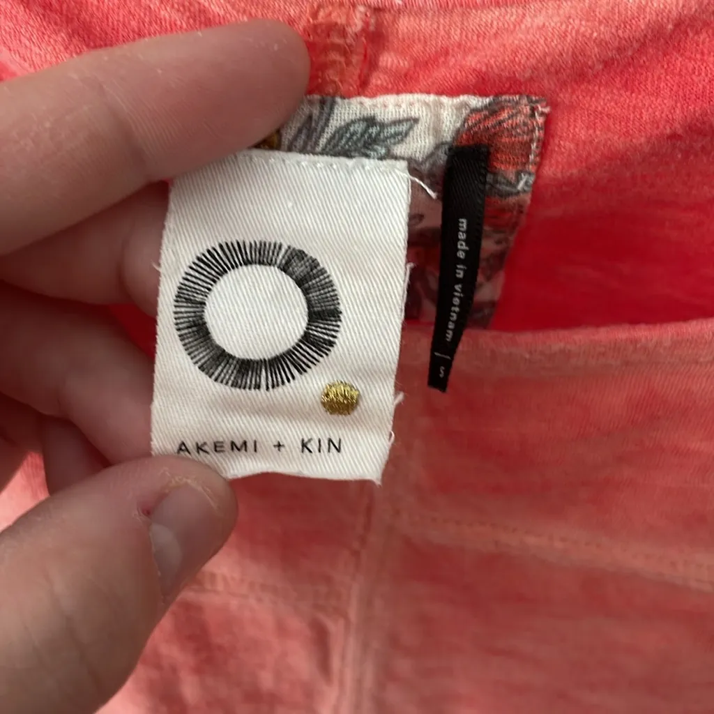 AKEMI + KIN Anthropologie Orange Heather Flare Sleeves Peplum Hem Top S - Image 5