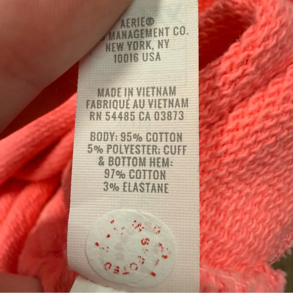 OFFLINE By Aerie Neon Coral Cropped Snap Crewneck Sweatshirt Women’s Size XL - Image 8