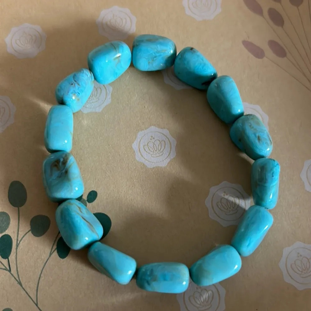 Southwestern Mixed Lot Turquoise Howlite Stretch Bangle Bracelets Set Blue - Image 2