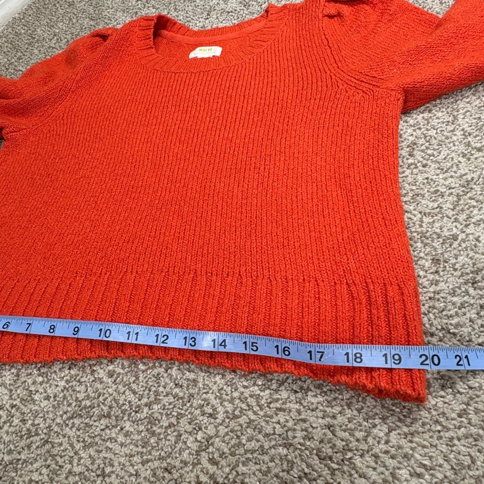 Maeve by Anthropologie Orange Knit Sweater Puff Sleeve Pullover Women L Classic Size L - Image 11